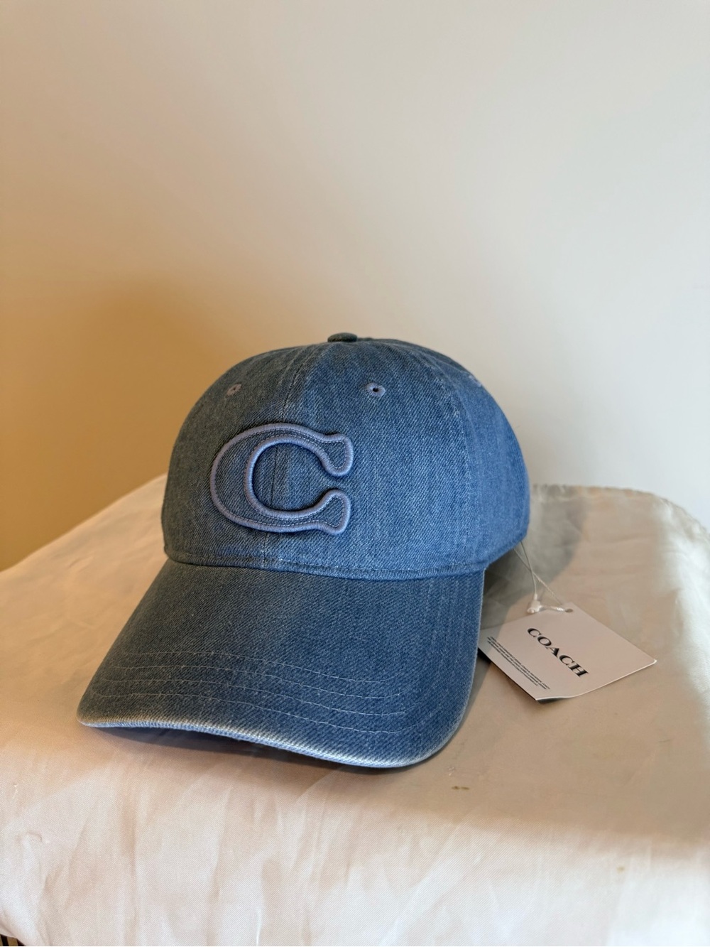 NWT! Coach Signature Patch Baseball Hat- Blue Denim